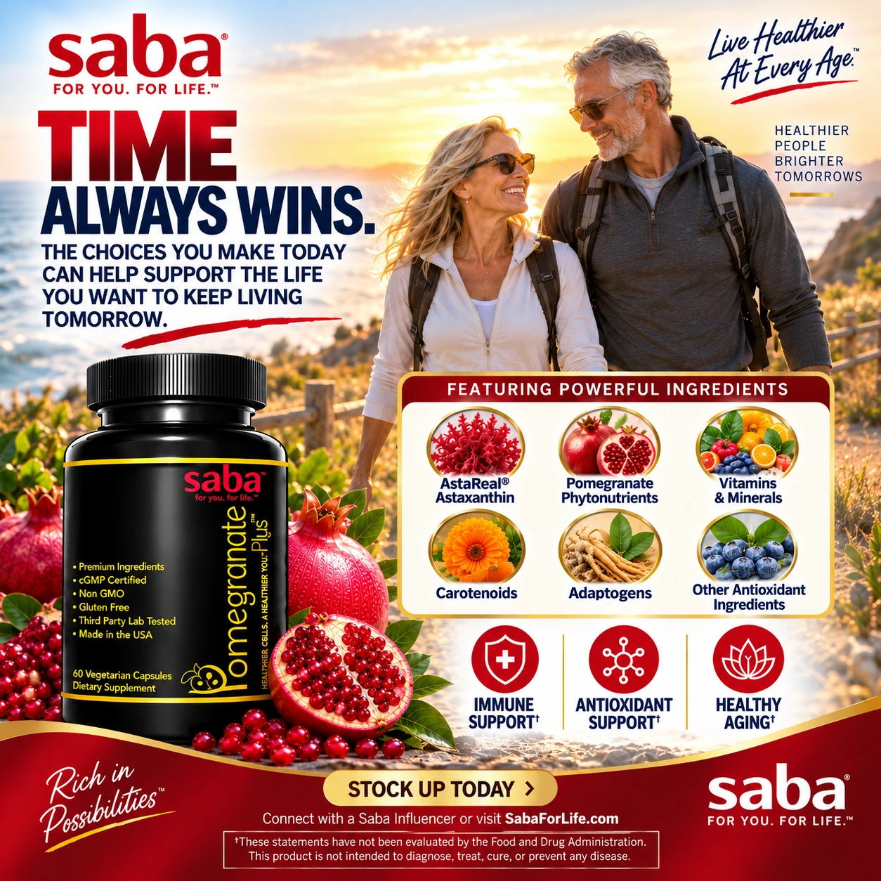 Saba Pomegranate Plus&trade; live healthier at every age